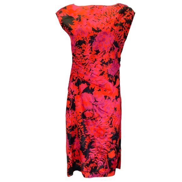 Dries Van Noten Dresses & Skirts - DRIES VAN NOTEN RED / BLACK MULTI FLORAL PRINTED COTTON MIDI DRESS